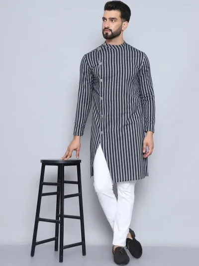 Pure Cotton Black Sherwani Kurta